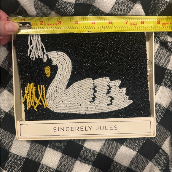 Sincerely Jules Black Swan Beaded wristlet